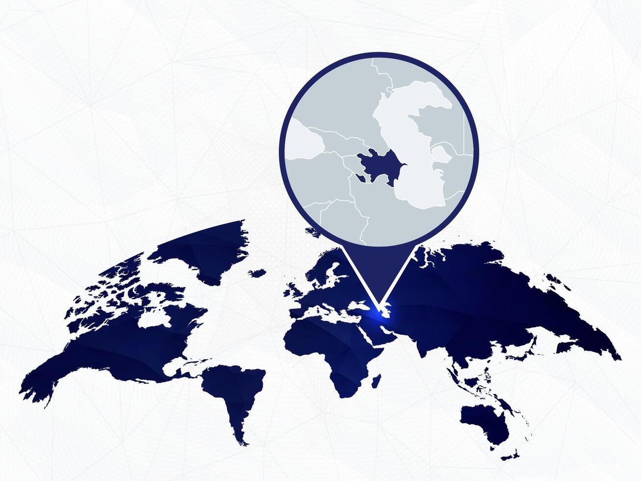 Azerbaijan detailed map highlighted on blue rounded World Map. vector