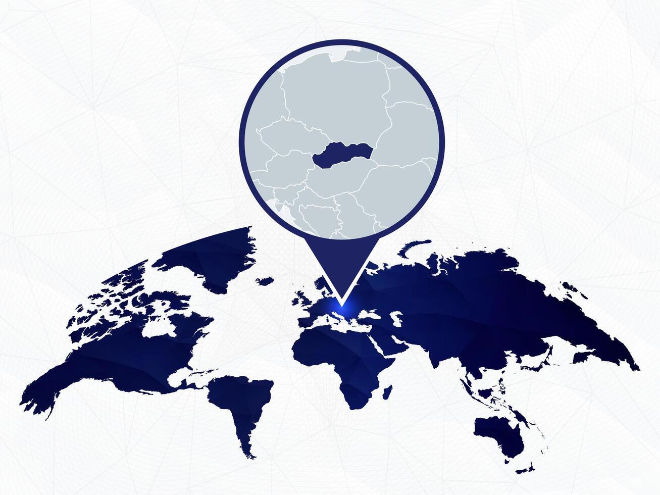 Slovakia detailed map highlighted on blue rounded World Map. vector