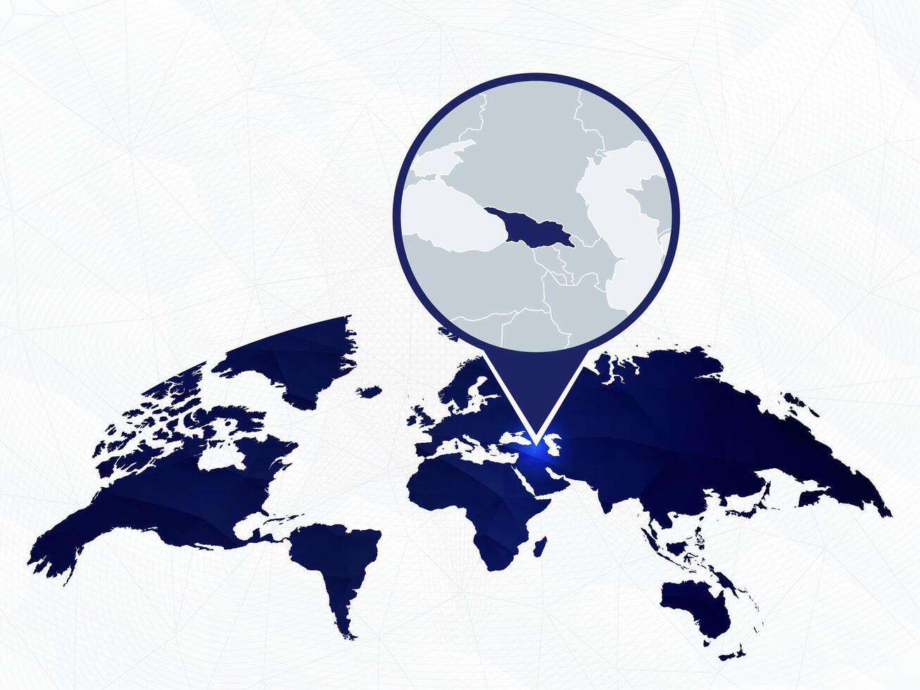 Georgia detailed map highlighted on blue rounded World Map. vector