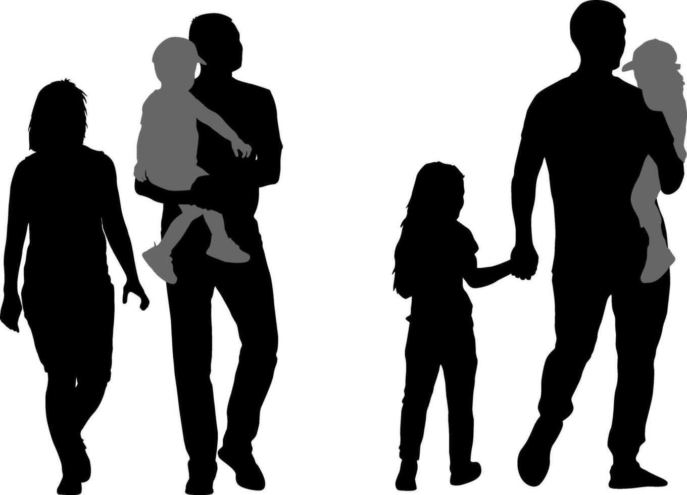 Silhouette of happy family on white background. vector