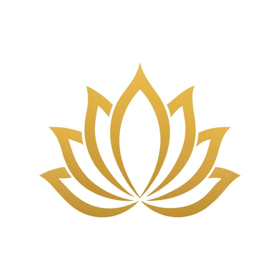 Golden lotus flower icon with white background vector