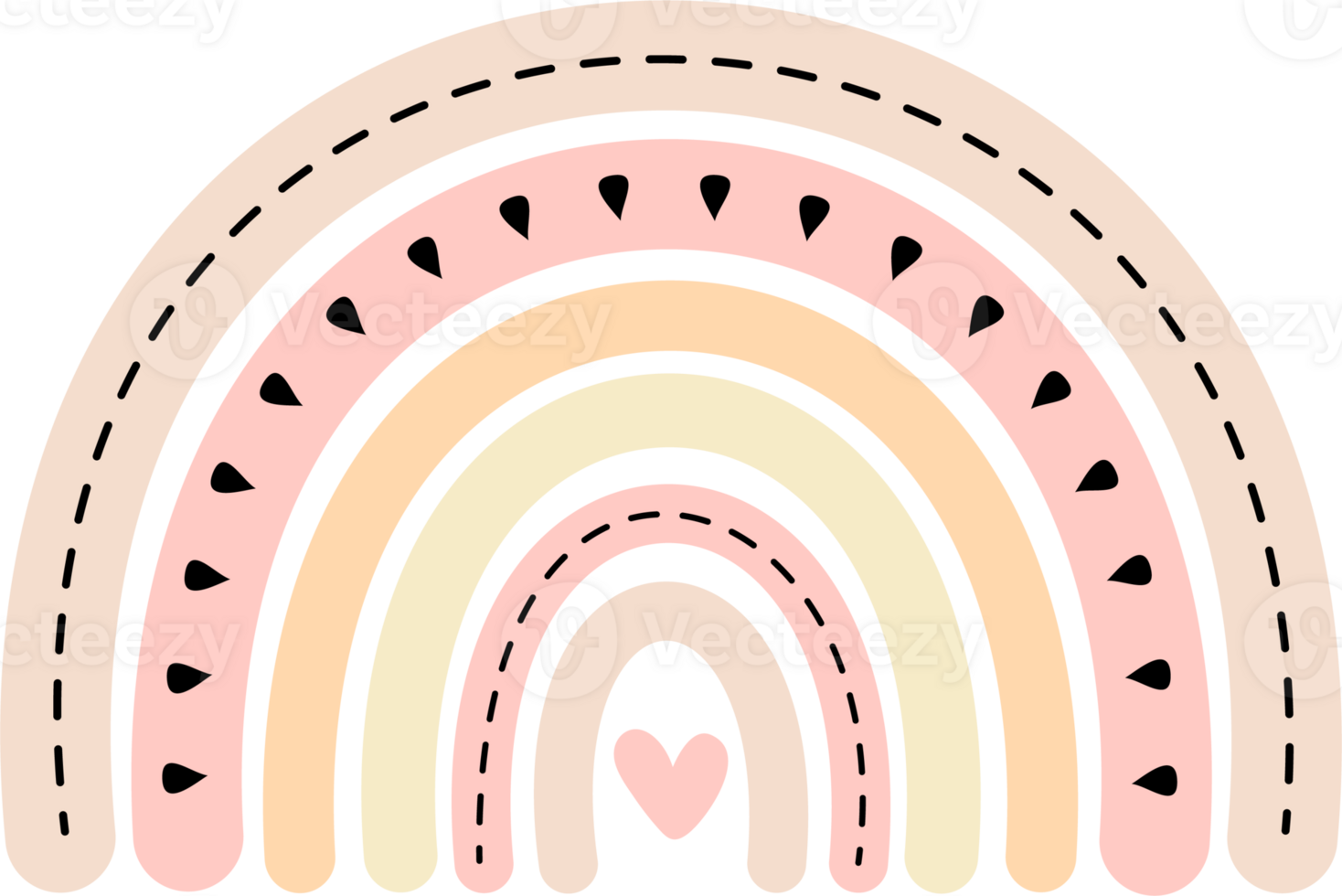 Pastel Rainbow with Heart and Arched Doodles png