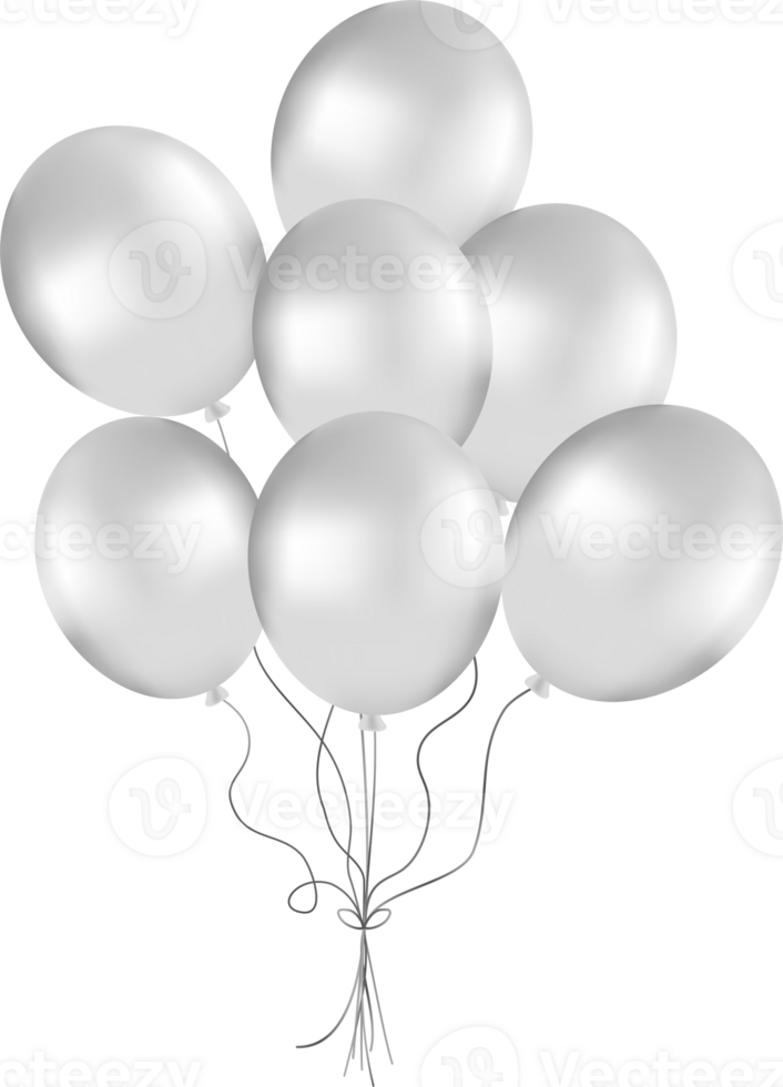 Bunch of Pearl Balloons in Silver Tones. Balloon for Party Decorations png