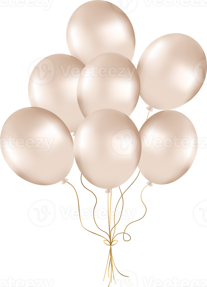Bunch of Pearl Balloons in Gold Tones. Balloon for Party Decorations png