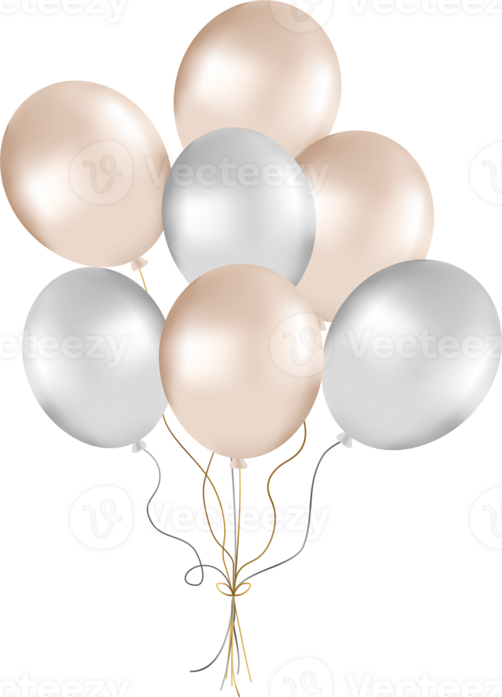 Bunch of Pearl Balloons in Gold and Silver Tones, Balloons for Party Decorations png