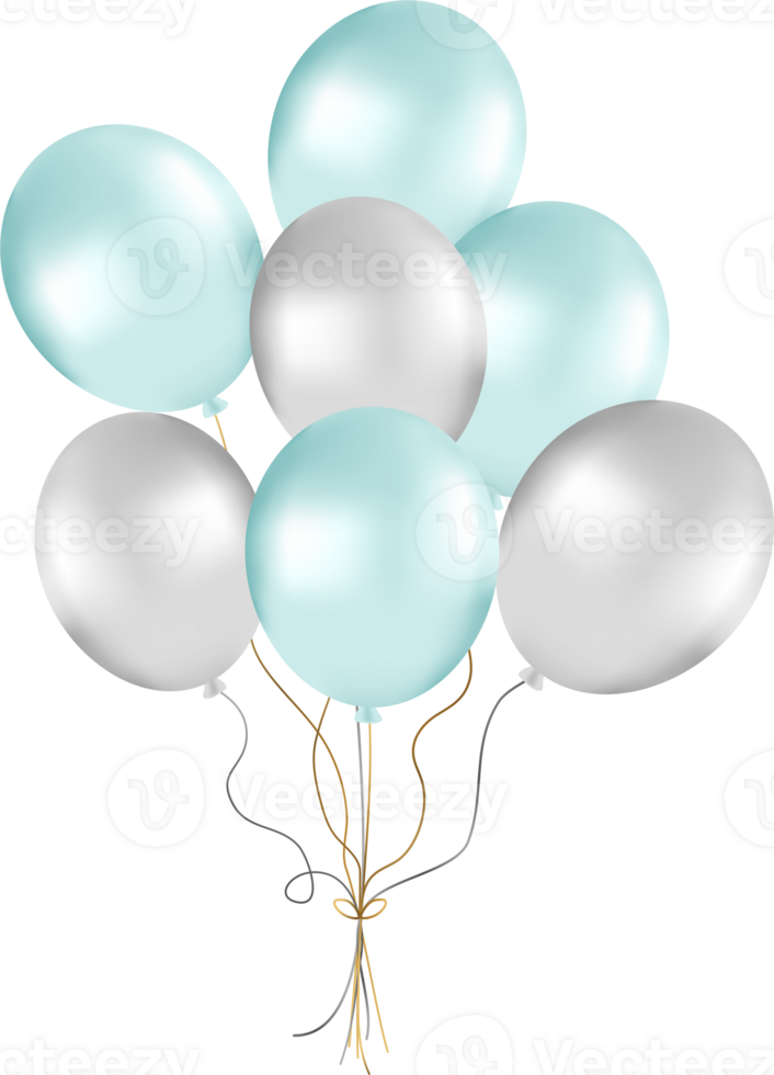 Bunch of Pearl Balloons in Green and Silver Tones, Balloons for Party Decorations png
