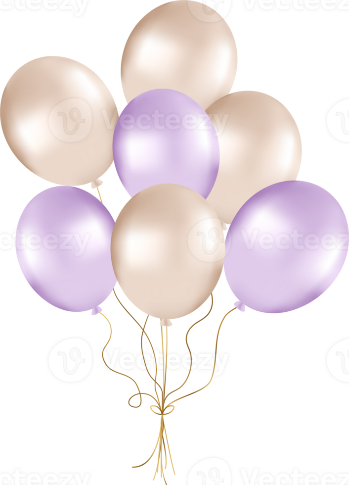 Bunch of Pearl Balloons in Gold and Purple Tones, Balloons for Party Decorations png