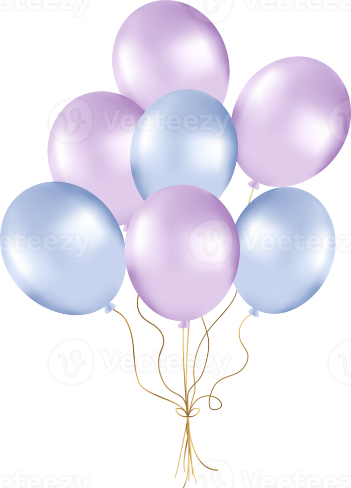 Bunch of Pearl Balloons in Purple and Blue Tones, Balloons for Party Decorations png