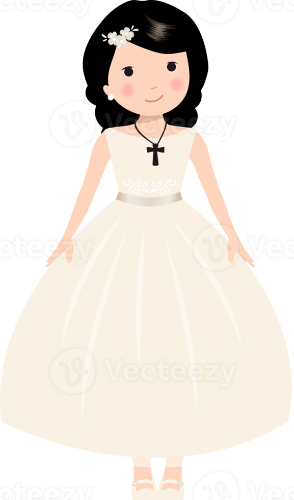 First Holy Communion Girl Illustration, Girl in Religious Ceremony Dress png