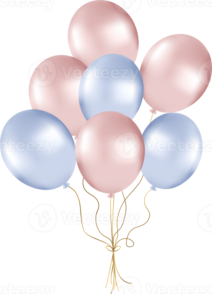 Bunch of Pearl Balloons in Rose and Blue Tones, Balloons for Party Decorations png
