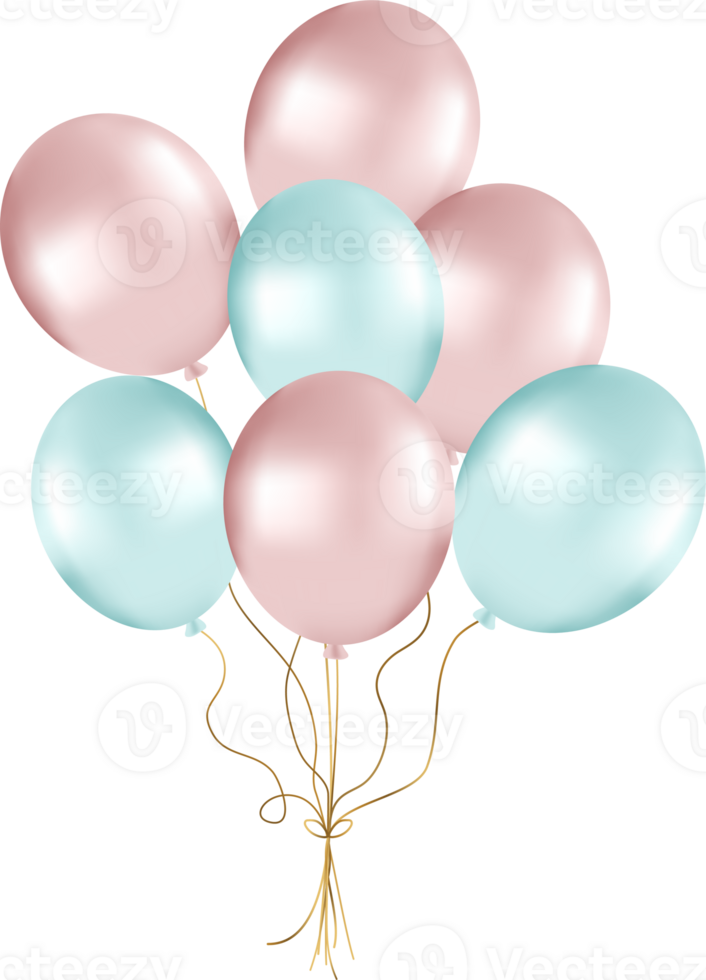 Bunch of Pearl Balloons in Rose and Green Tones, Balloons for Party Decorations png