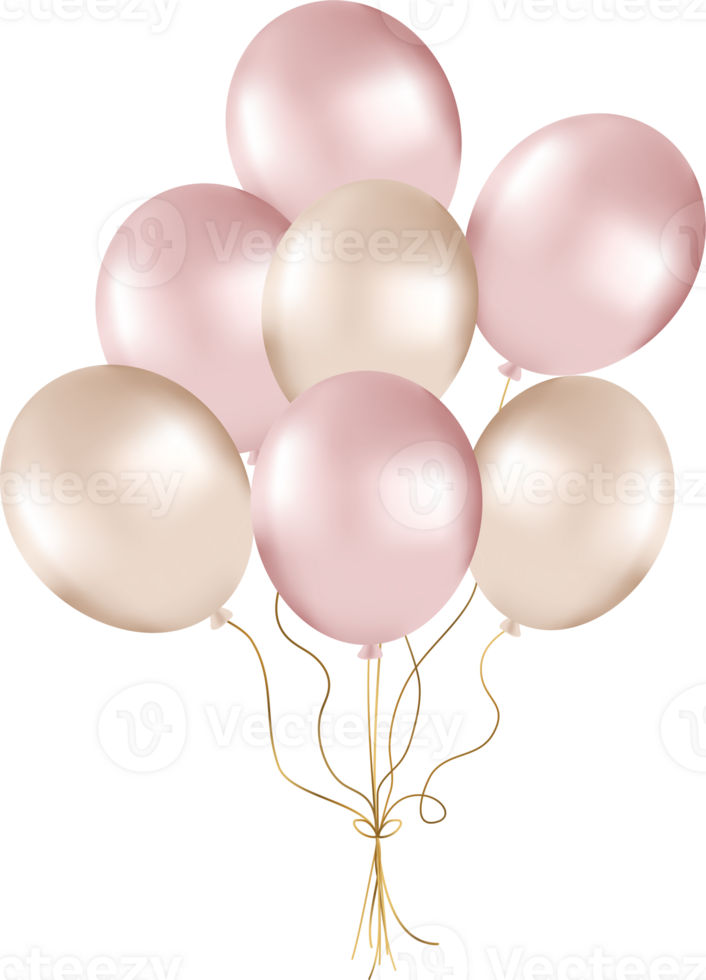 Bunch of Pearl Balloons in Gold and Rose Tones, Balloons for Party Decorations png