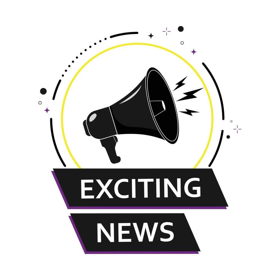 Discover exciting news updates with this bold announcement banner featuring a megaphone and modern style perfect for grabbing attention in your digital content and promotions vector