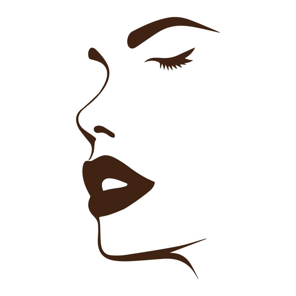a woman's face with a closed eyes and a closed mouth vector