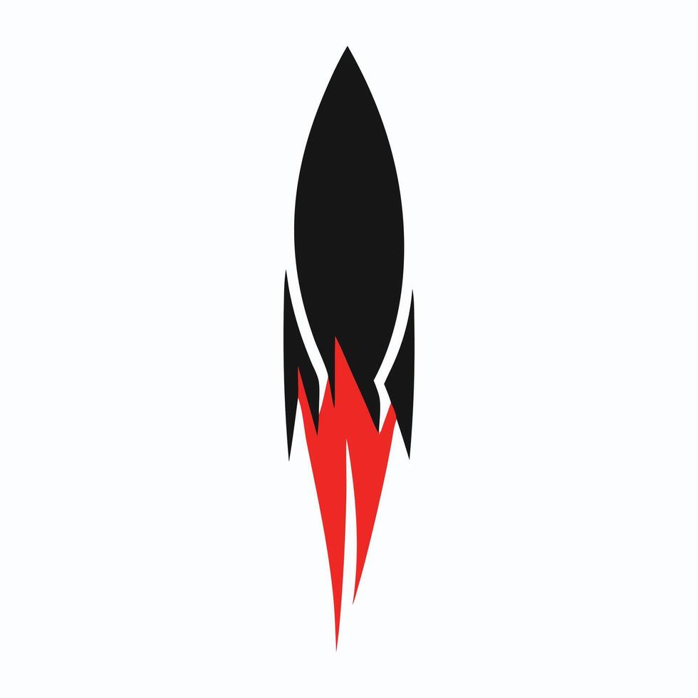 a rocket is flying through the air with a red and black tail vector