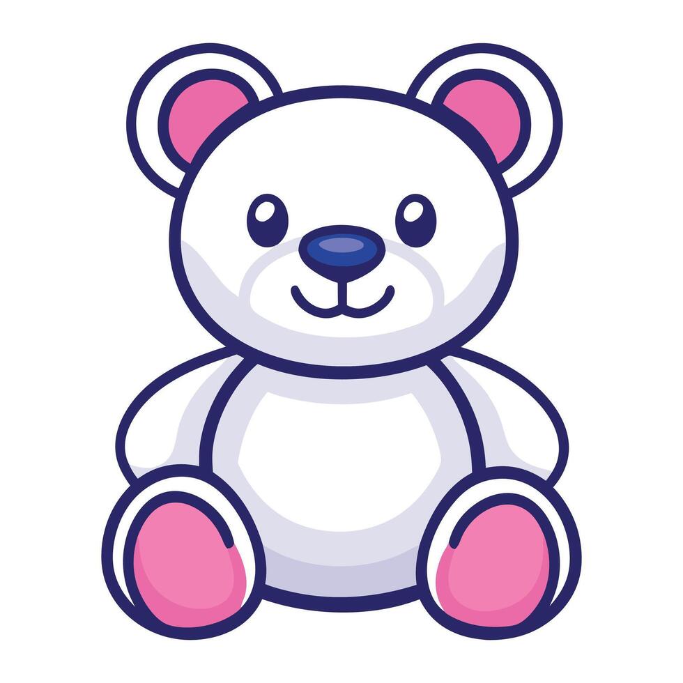 a cartoon white teddy bear sitting on a white background vector