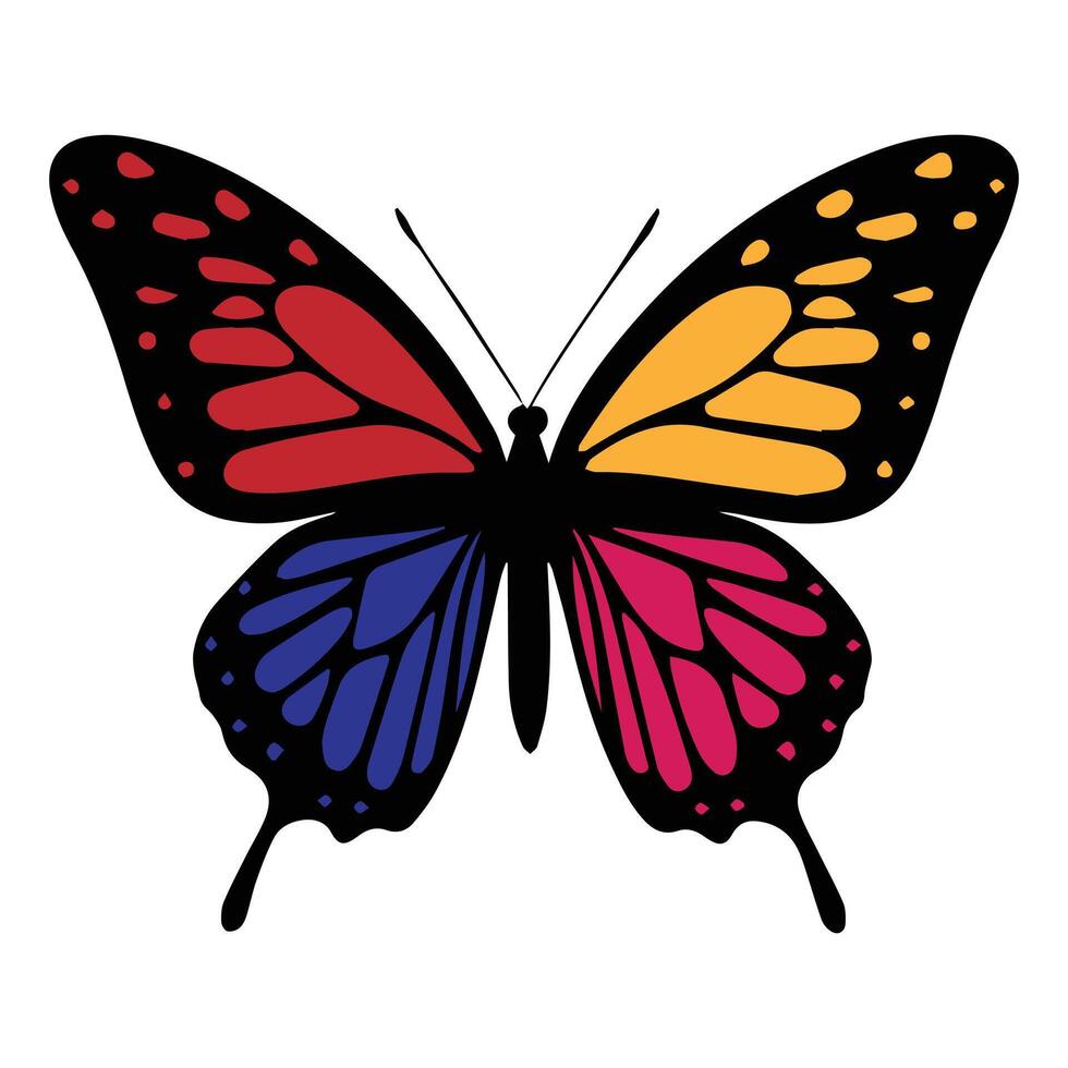 a colorful butterfly is shown on a white background vector