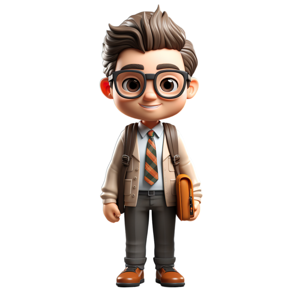 A cartoon character with glasses and a tie png