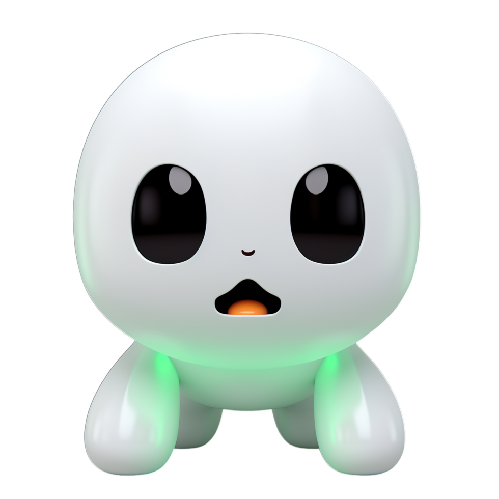 A white and green robot with a big head png