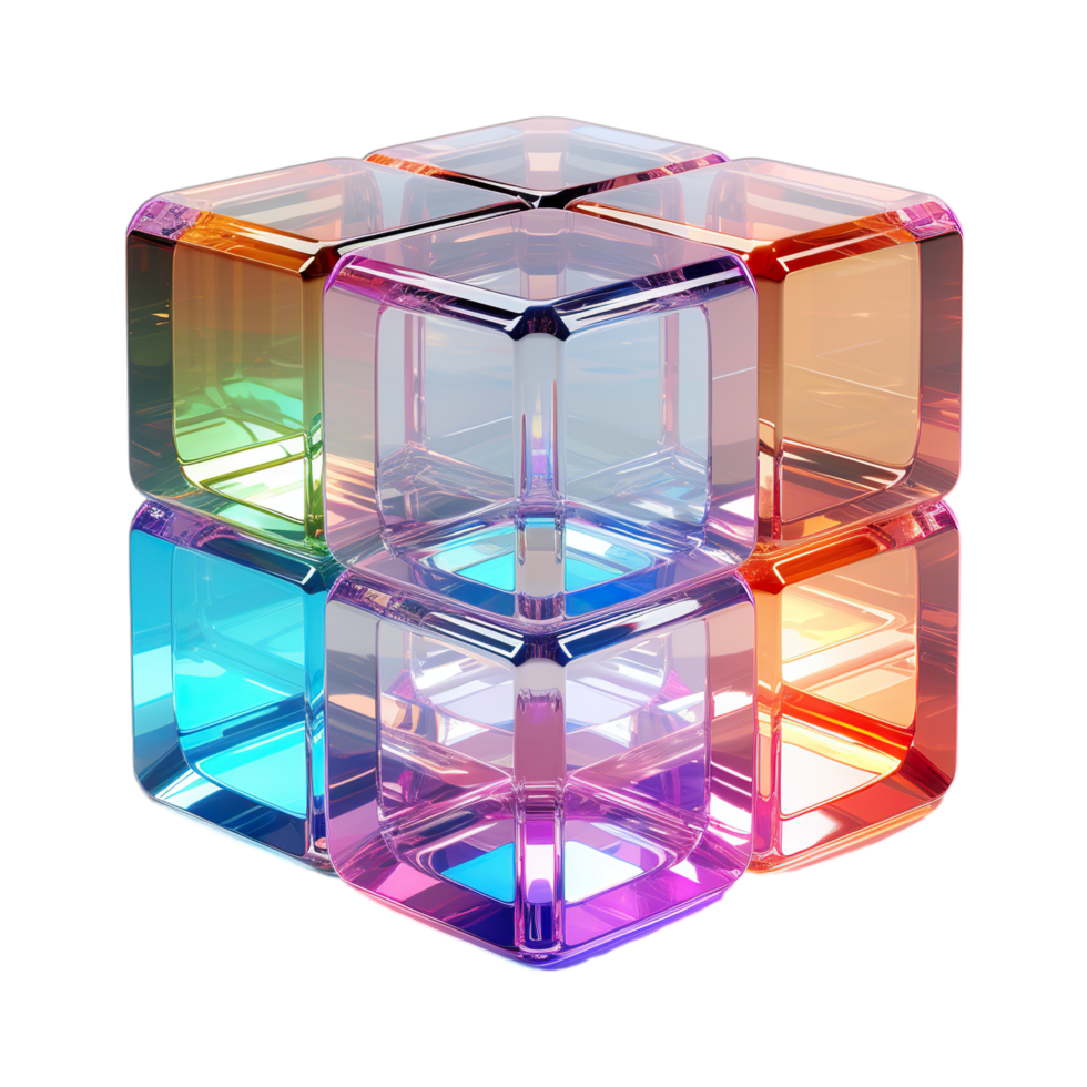 A cube with many colored cubes inside png