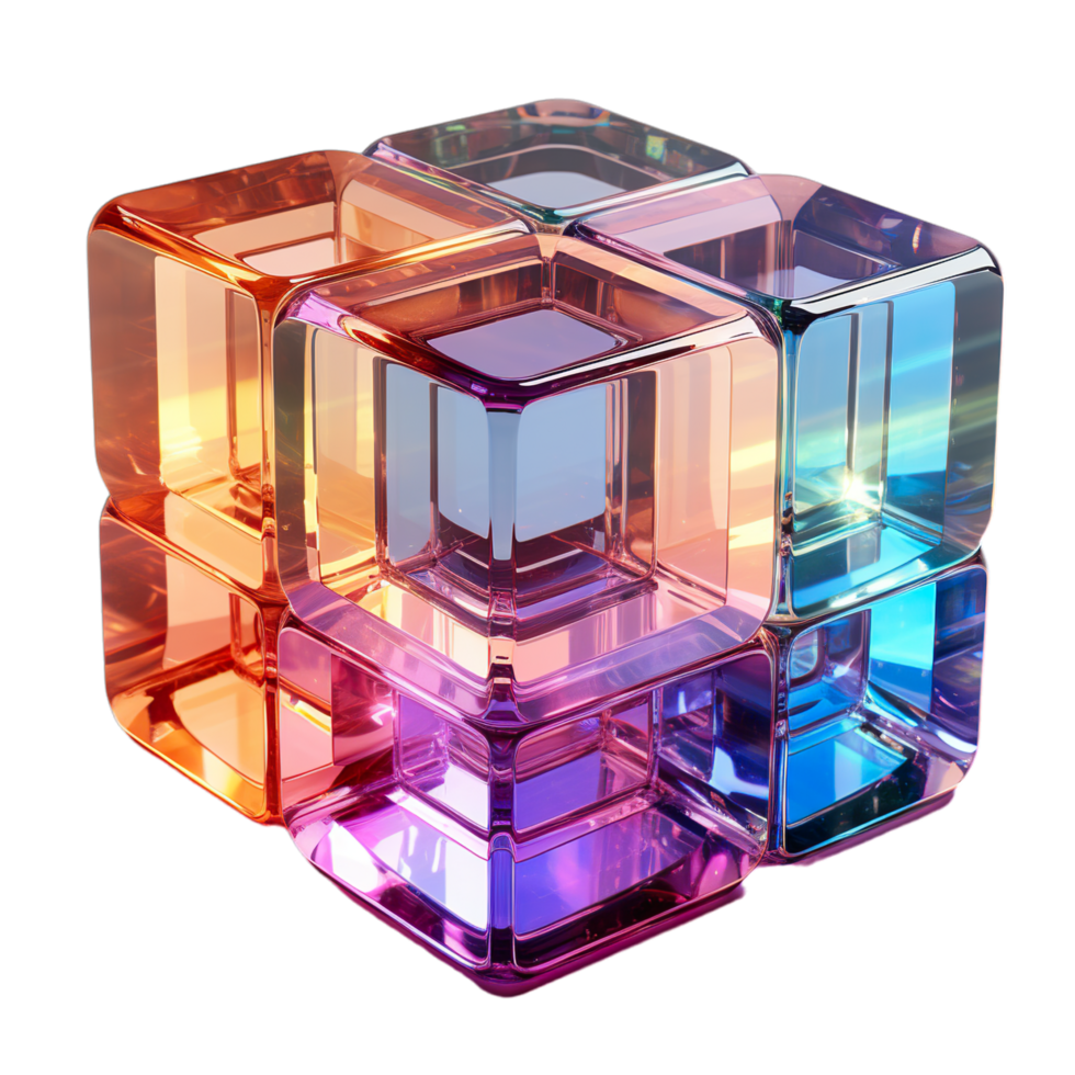 A cube with many different colored cubes inside png