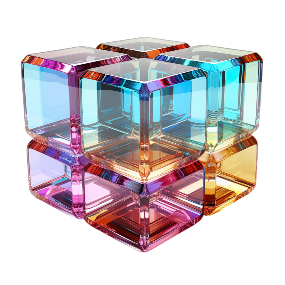 A cube with many different colored pieces png