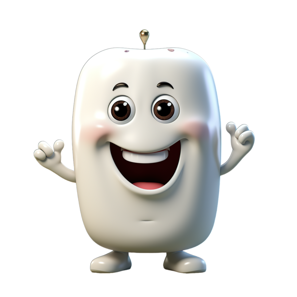 A cartoon character of an apple with a smile png