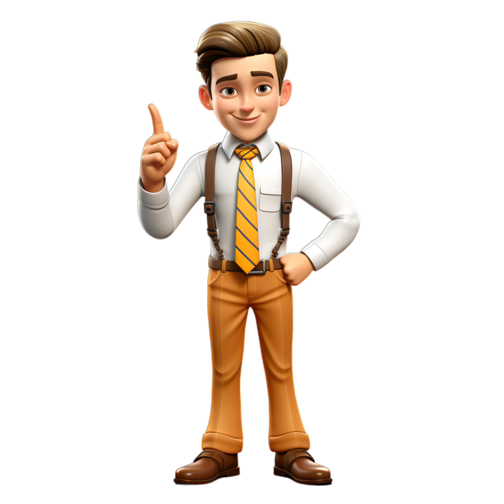 A cartoon man in a tie and tie points to his finger png