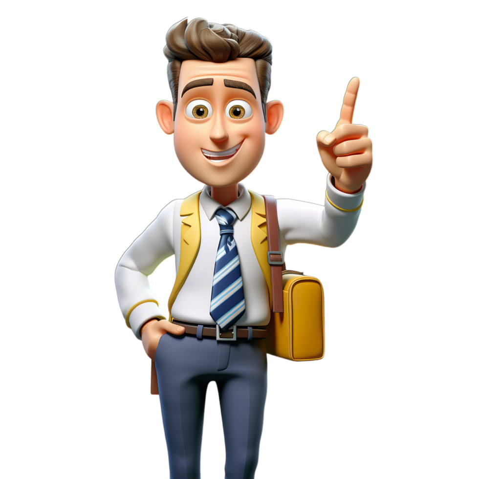 A cartoon man in a school uniform and tie png