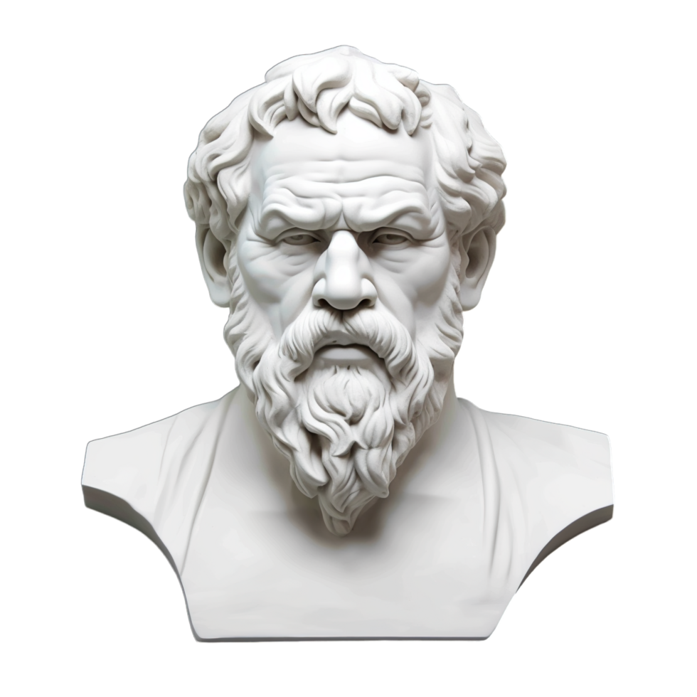 A bust of a man with a beard and long hair png
