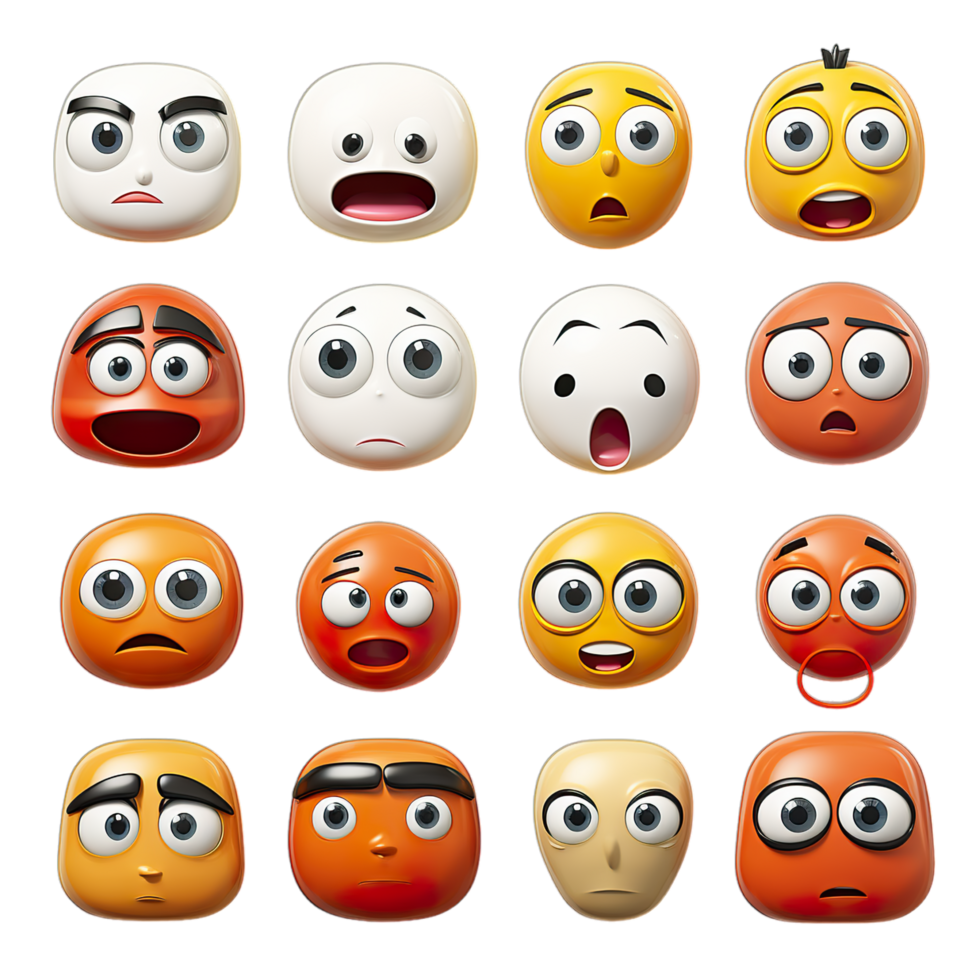 A collection of emoticions with different expressions png