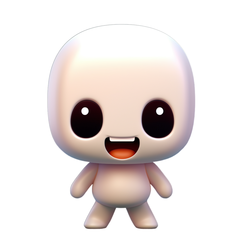 A white and black cartoon character with big eyes png