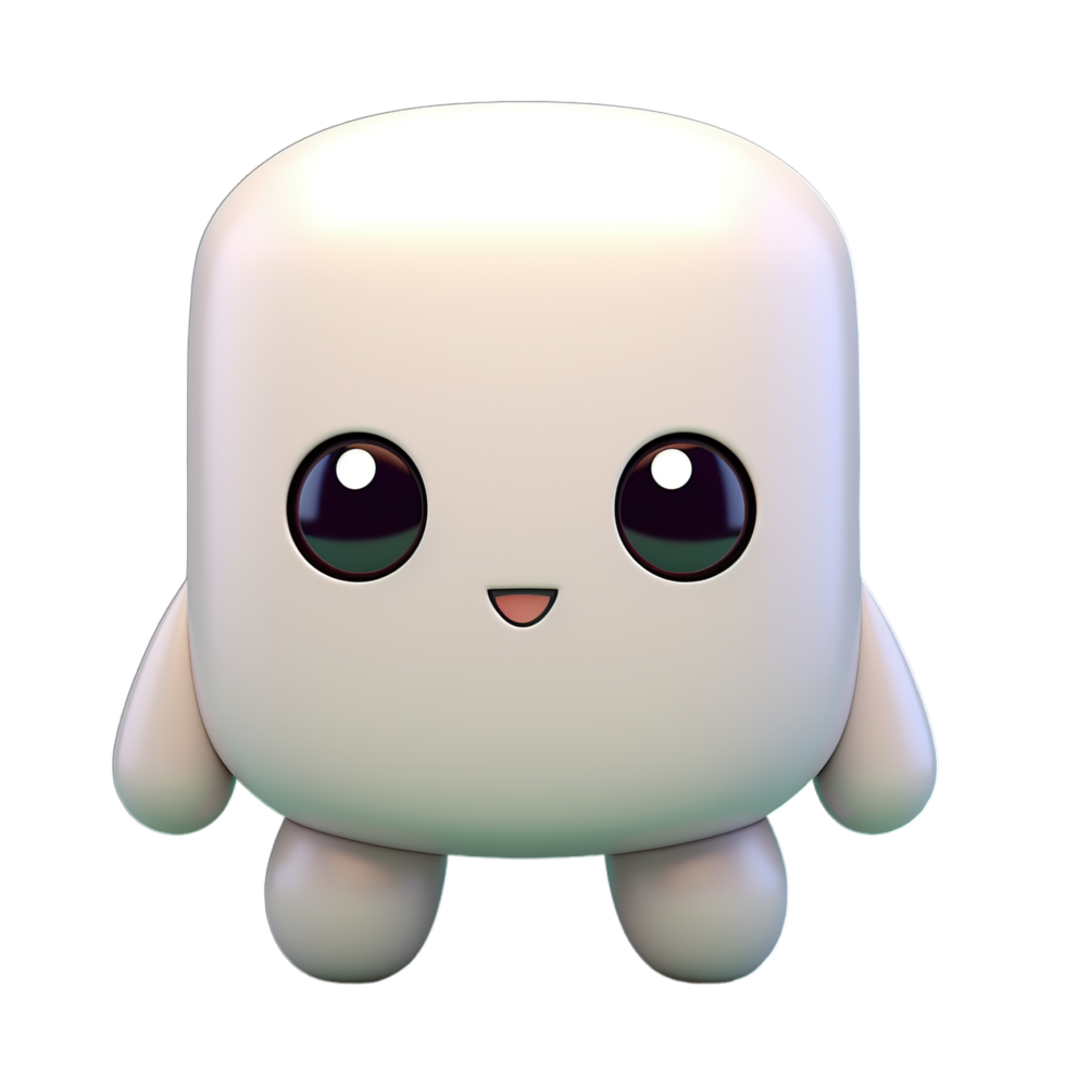 A small white cube with eyes and a smile png