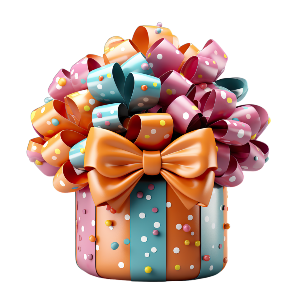 A colorful gift box with a bow on top png