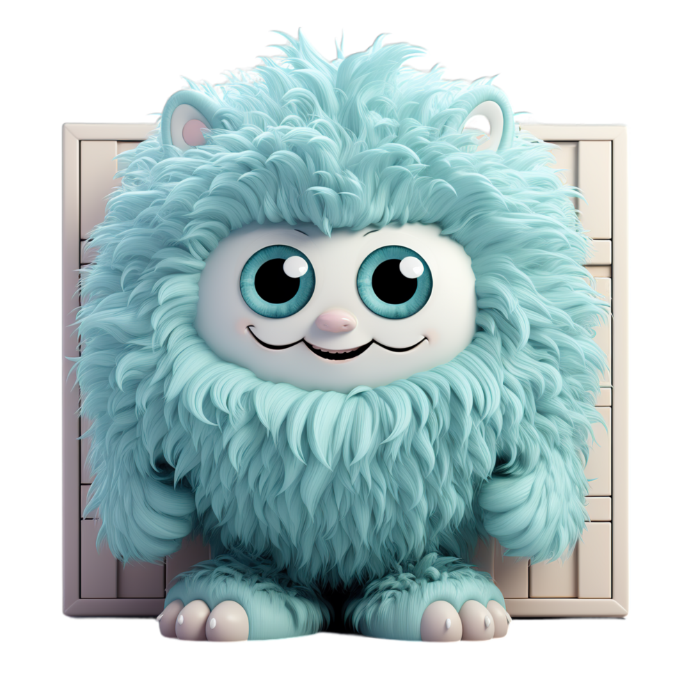 A blue furry monster with big eyes png