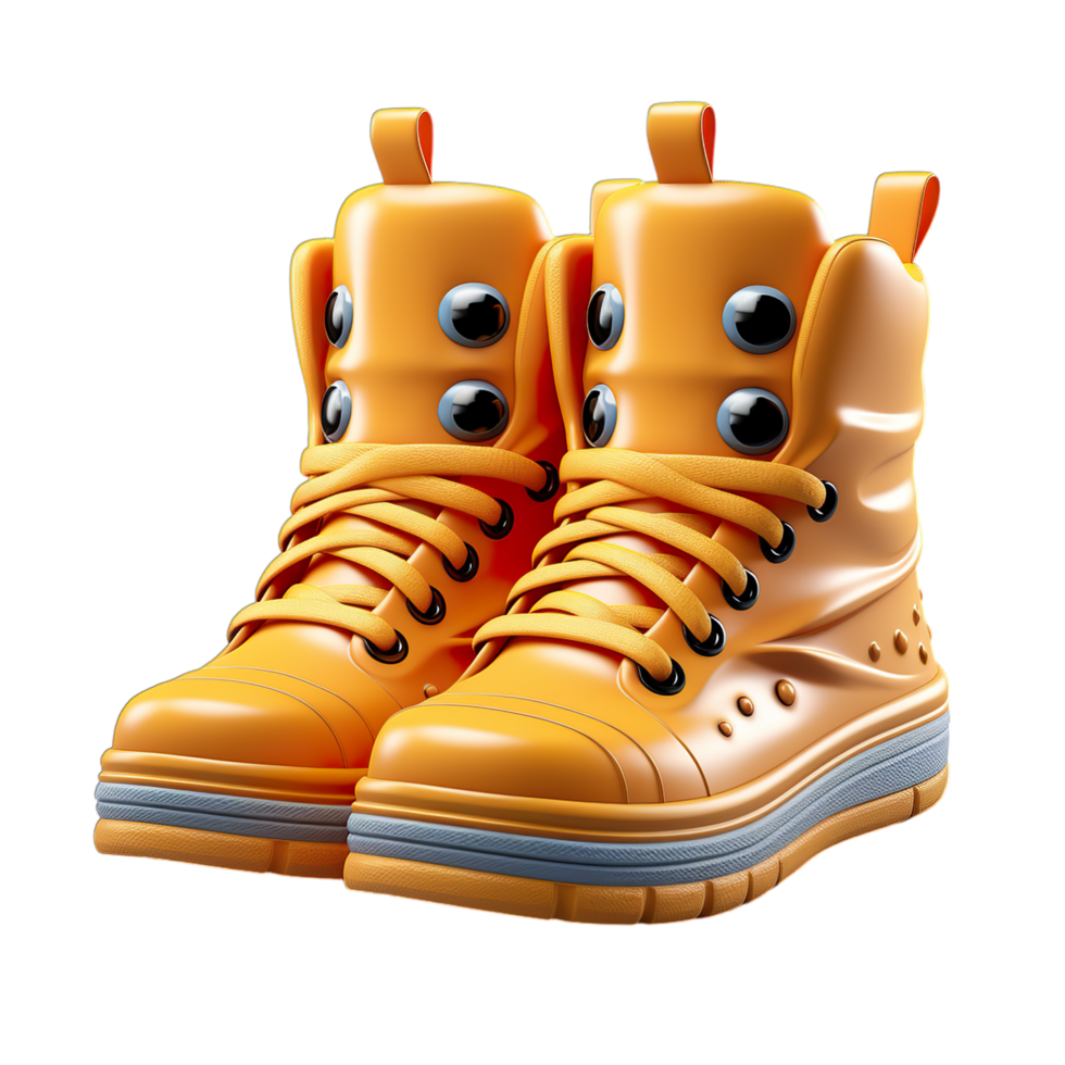 Orange sneakers with eyes on the side png