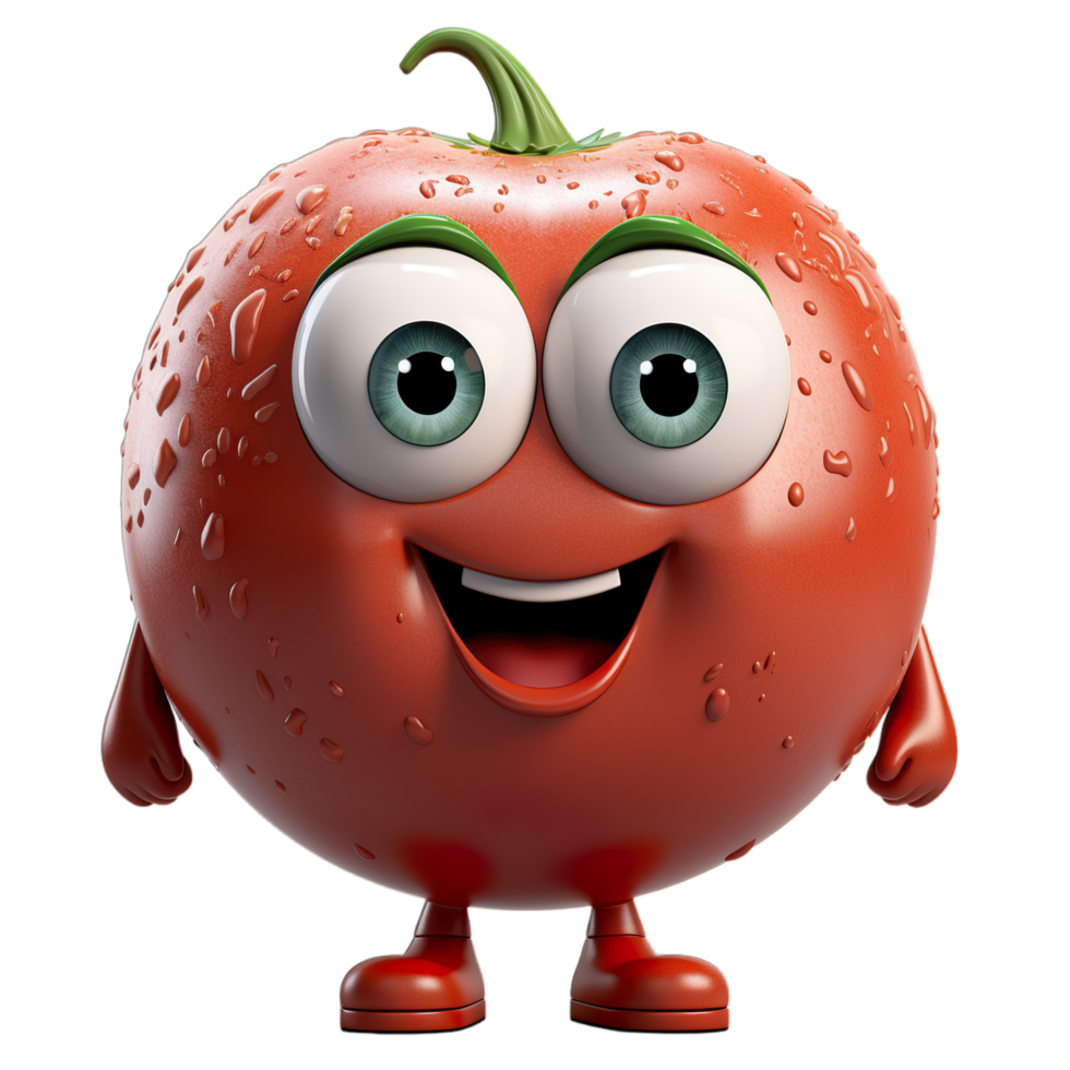 Tomato cartoon character with eyes and arms png