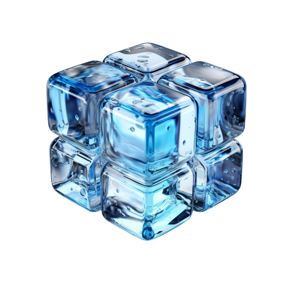 A cube of ice with blue water inside png