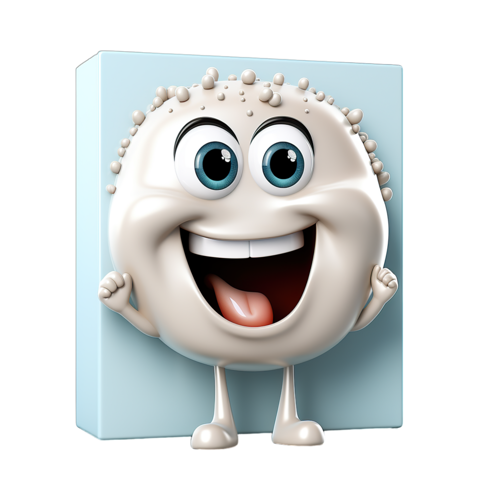 A cartoon character with a smiley face and a blue box png