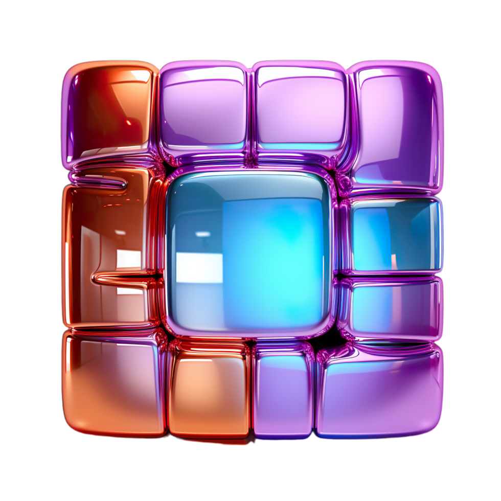 A colorful cube with many different colors png