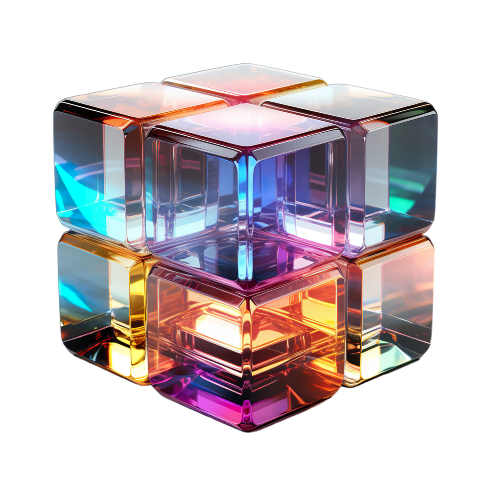 A cube with colorful lights on it png