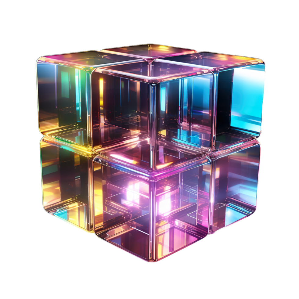 A cube with colorful lights inside png