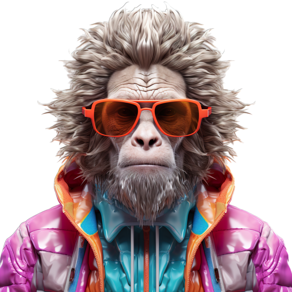 Monkey with sunglasses and colorful jacket png