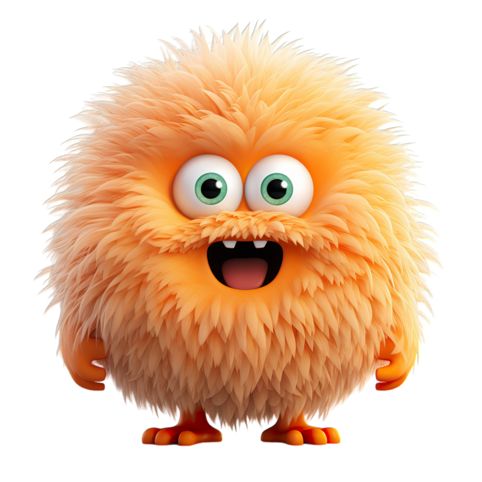 An orange fuzzy monster with big eyes png