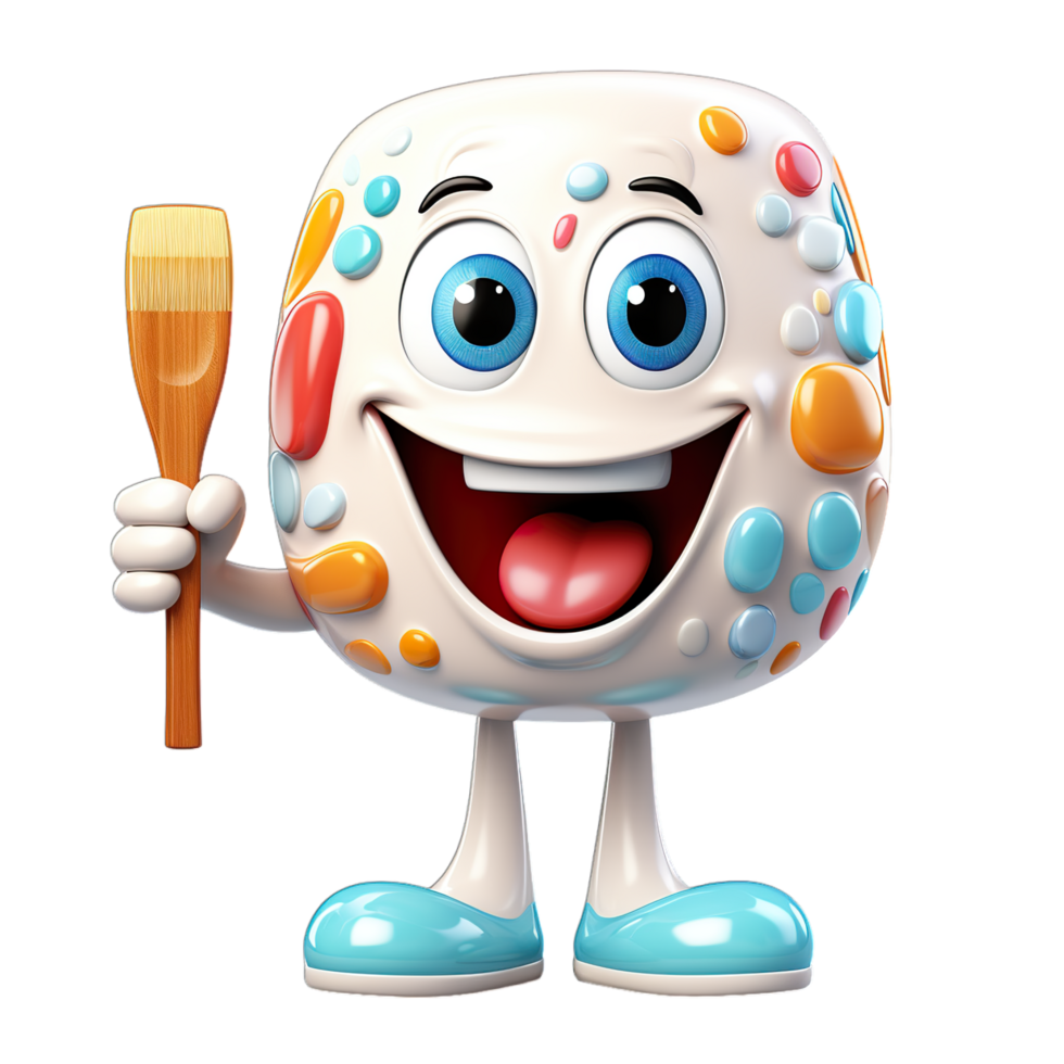 A cartoon character holding a brush and a toothbrush png