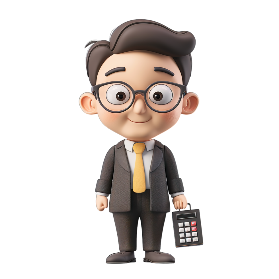 A cartoon character holding a calculator png