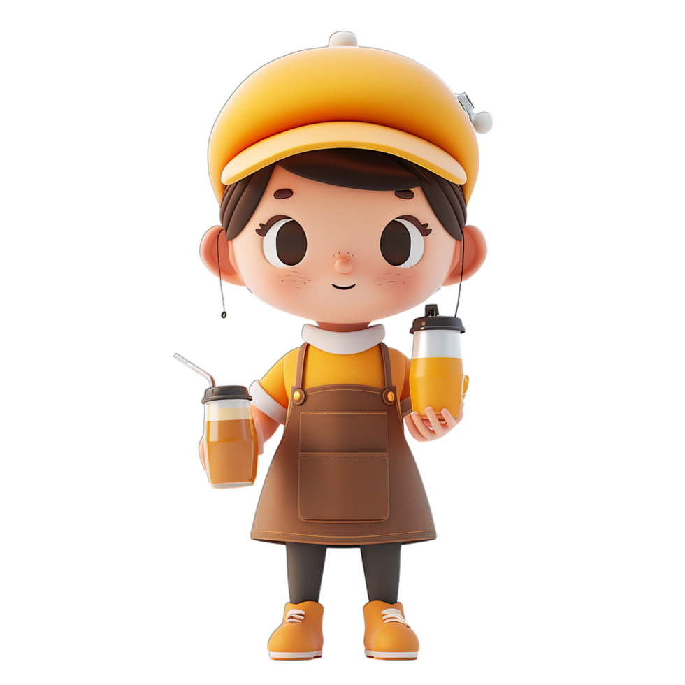 A cartoon character holding a drink and a cup png