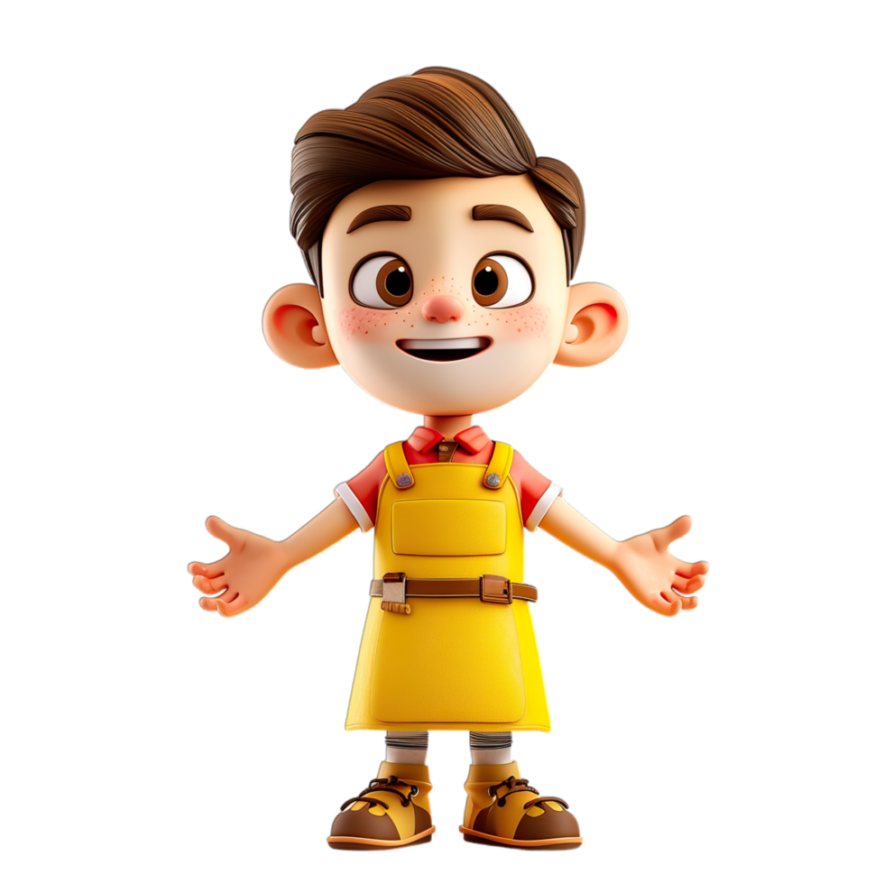 Cartoon boy in apron with hands outstretched png