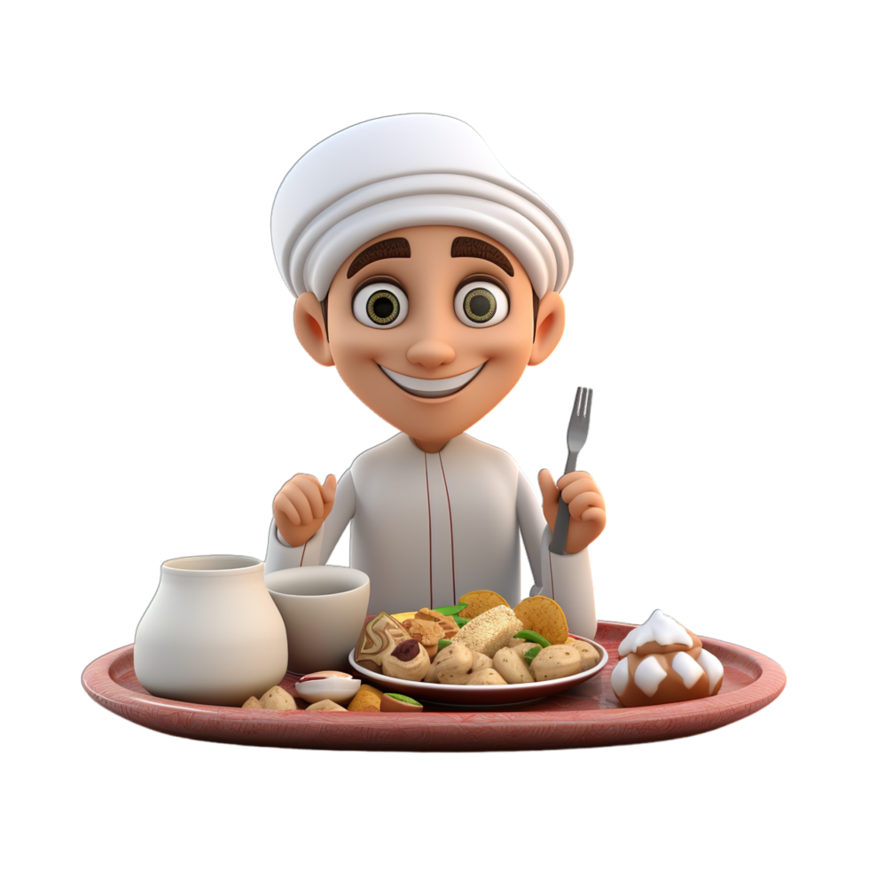 3d chef with a plate of food png