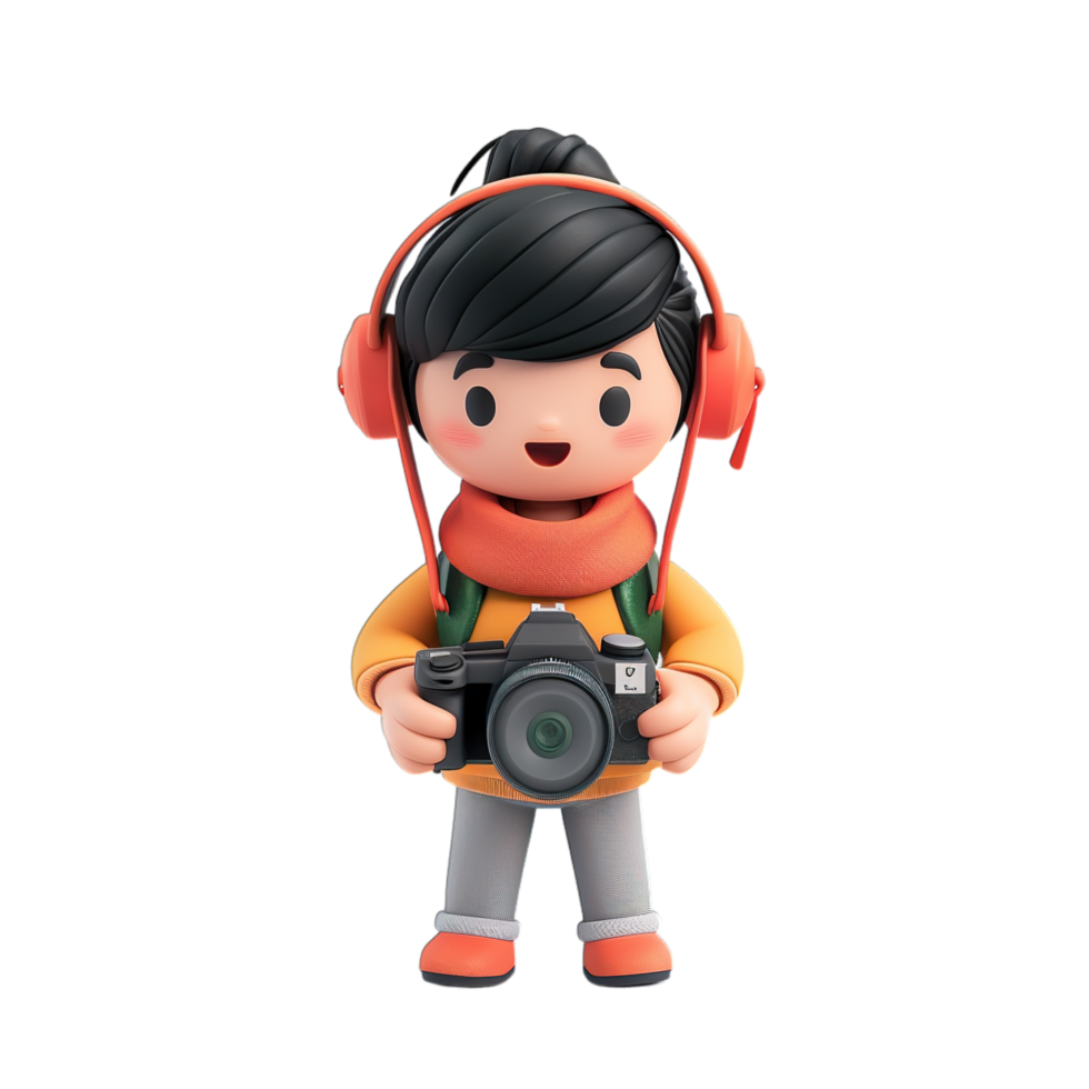 A cartoon character holding a camera png